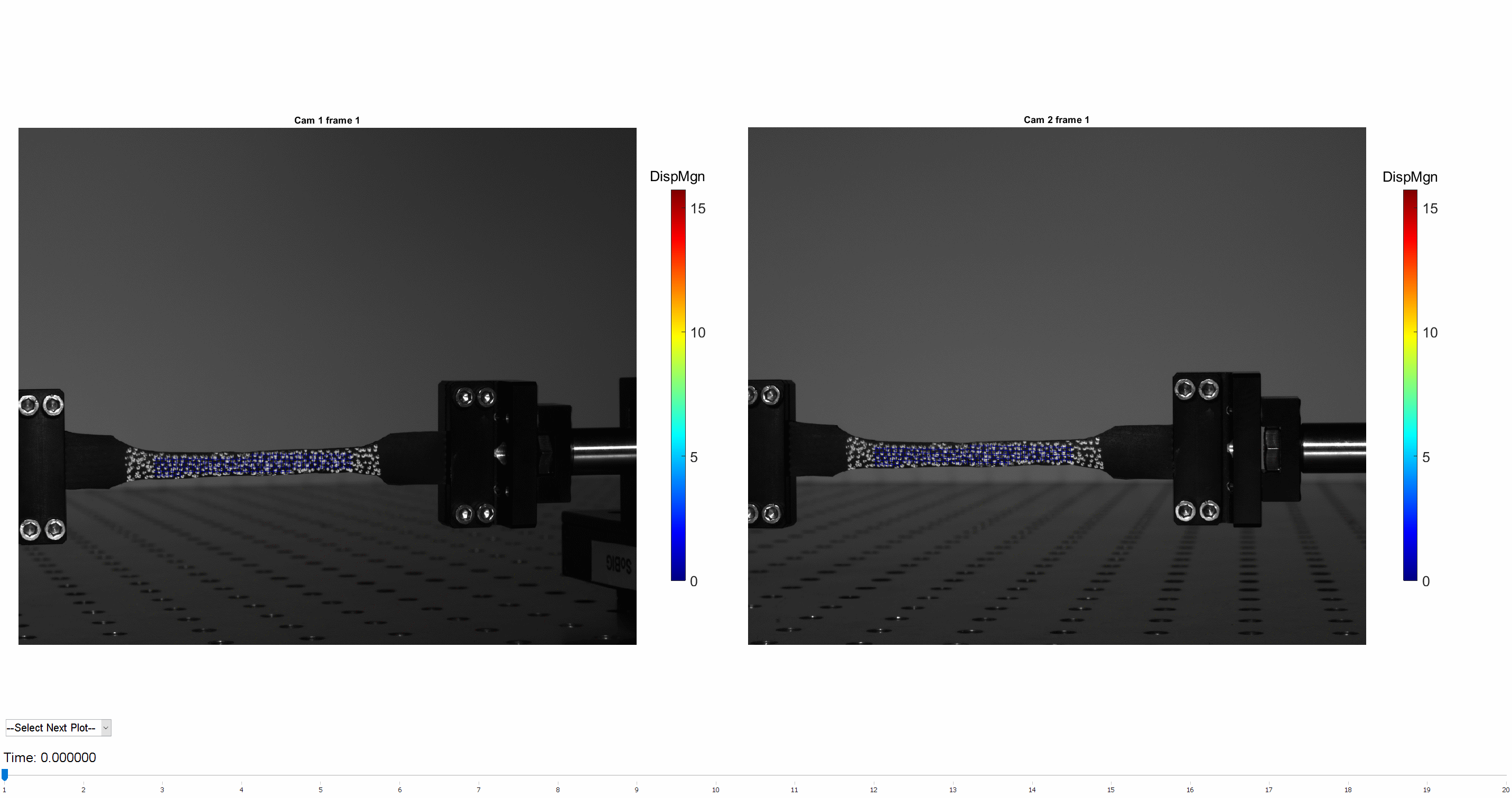 DuoDIC 3D displacement field animation